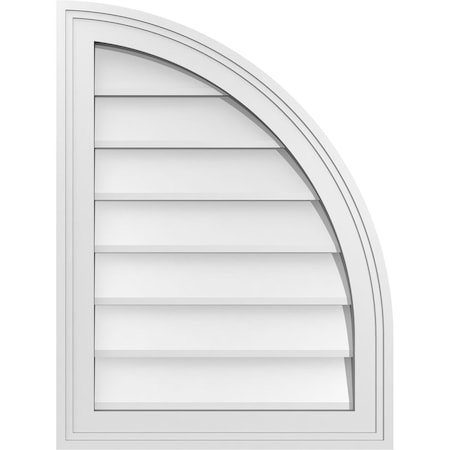 Ekena Millwork Quarter Round Top Right Surface Mount PVC Gable Vent w/ 2"W x 2"P Brickmould Sill Frame, 18"W x 24"H GVPQR18X2403SN